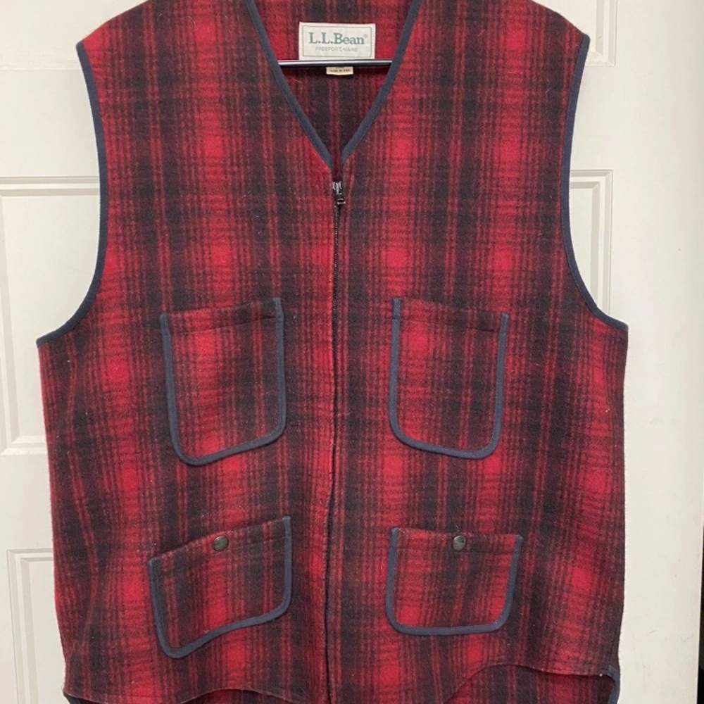 L.L. Bean vintage Burgundy Checkered Vest